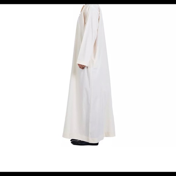 Men Jilbab Jalabiya Djellaba Kaftan WHITE COTTON Muslim thobe men long robe - Picture 3 of 11